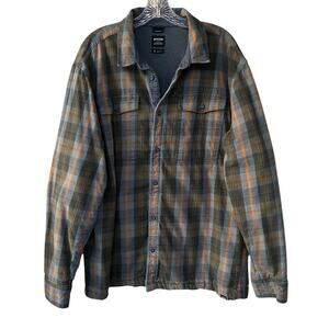 Prana Shacket Organic Cotton Men's XL Plaid Lined Pockets Flannel Grunge Cabin